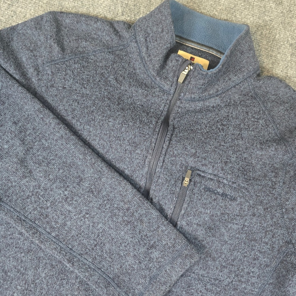 Woolrich Mens Blue Heathered Fleece 1/4 Zip Pullover Jacket Sweater Size L‎ G